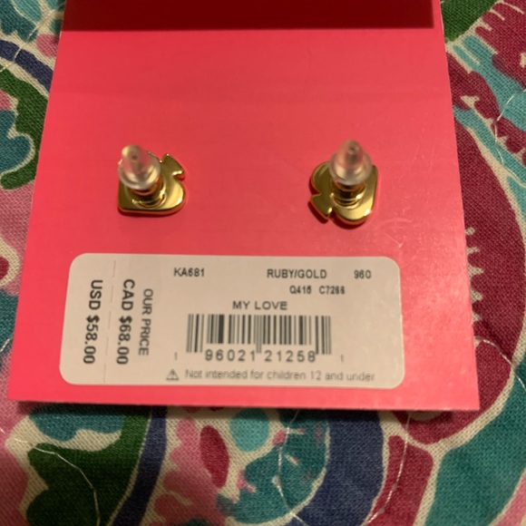 NWT Kate Spade Ruby Red CZ Earrings - Picture 6 of 6